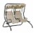 2-Seater Outdoor Patio Swing Chair w/ Removable Canopy & Cup Holder, Beige Perspective: front