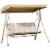 Retro Style 3 Seat Metal Frame Backyard Garden Canopy Top Cushioned Patio Swing Perspective: front
