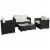 Outside Rattan Wicker Chair Loveseat Set for Patio w/ Glass Coffee Table, Black Perspective: front