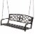 Metal Porch Swing Chair Hanging Bench Chair Fleur-De-Lis Design Yard Deck Perspective: front