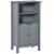 Freestanding Bathroom Linen Floor Cupboard with Multi-Tier Shelving and Tabletop Perspective: front