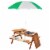 Fir Wood Kids Table Set with Parasol and Storage Space, Natural Wood Color Perspective: front