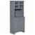 Wooden Dining Room Cupboard Pantry with Framed Glass Doors and Open Counter Perspective: front