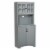 Freestanding Kitchen Storage Cupboard with Framed Glass Doors & Open Countertop Perspective: front