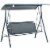 Porch Swing Hammock Bench Lounge Chair Steel 3-Seat Padded Outdoor Canopy Grey Perspective: front