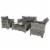 4-pc Outside Deck & Balcony Wicker Furniture Set w/ Seating & Coffee Table Grey Perspective: front