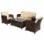 4-pc Outside Deck & Balcony Wicker Furniture Set w/ Seating & Coffee Table Beige Perspective: front