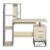 Wood Desktop Corner Working Desk with 4-Tier Shelving and Pullout Keyboard Tray Perspective: front