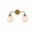 Hanson 2 lights bath sconce in brass with frosted shade Perspective: front