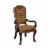 Traditional Fabric Upholstered Arm Chair with Carving, Set of 2, Brown Perspective: front