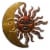 Benzara Celestial Sun and Moon Metal Wall Art Decor - Gold and Rust Brown Perspective: front