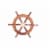 Teak Wood Ship Wheel With Brass Inset and Six Spokes - Brown and Gold Perspective: front