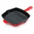 NutriChef 11 Inch Square Cast Iron Skillet with Porcelain Enamel Coating, Red Perspective: front