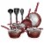 NutriChef 11 Pc Nonstick Diamond Pattern Kitchen Cookware Pot & Pan Set, Purple Perspective: front