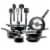 SereneLife 15 Piece Pots and Pans Non Stick Chef Kitchenware Cookware Set, Black Perspective: front