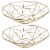 2 Pcs Wire Fruit Basket, Modern Metallic Gold Fruit Bowl with Geometric Design Perspective: front