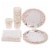 Disposable Dinnerware Set for 24  - Rose Gold Foil Dot Cutlery Party Supplies Perspective: front