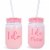 I Do Crew Plastic Mason Jars for Bachelorette Party, Bridal Shower (12 Pack) Perspective: front