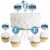 Big Dot of Happiness First Communion Blue Elegant Cross Cupcake Toppers Treat Picks 24 Ct Perspective: front