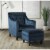Picket House Furnishings Teagan Ottoman in Navy Perspective: front