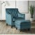 Picket House Furnishings Teagan Ottoman in Blue Perspective: front