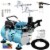 Dual Fan Air Compressor System with 3 Airbrushes, 0.2, 0.3mm Gravity and Siphon Feed Perspective: front