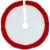 Northlight 18  White and Red Velveteen Mini Christmas Round Tree Skirt Perspective: front
