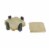 Set of 4 Wood Square Coasters Metal Holder Rustic Home Decor Drink Cup Accessory Perspective: front