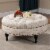 Palfrey Script Print Ottoman in Beige Perspective: front