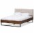 Baxton Studio Mitchell Tufted King Platform Bed in Beige and Brown Perspective: front