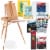 57-Piece Watercolor Painting Kit with French Easel, Watercolor Paint, Canvas, Paper, Brushes Perspective: front