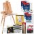 63 Piece Oil Artist Painting Kit with Wood French Easel, 24 Oil Paints, Stretched Canvas Set Perspective: front