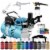 12 Color Cake Decorating Airbrushing System Kit - Gravity & Siphon Feed, Dual Fan Compressor Perspective: front