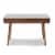 Viola 44  Rectangular Italian Carrara White Marble Writing Desk with Walnut Legs Perspective: front