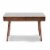 Viola 44  Rectangular Italian Carrara White Marble Writing Desk with Walnut Legs Perspective: front