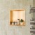 ALFI brand ABNP1616-BG 16 x 16 Brushed Gold PVD Steel Square Single Shelf Shower Niche Perspective: front
