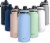 BOZ Stainless Steel Water Bottle XL (1 L / 32oz) Wide Mouth (Light Blue) Perspective: front