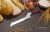 Ergo Chef CRIMSON 8" Serrated Offset Bread knife - Red G10 Handle Perspective: front