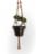 Primitive Planters Macrame Beaded Plant Hanger - Tan Perspective: front