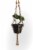 Primitive Planters Macrame Beaded Plant Hanger - Tan Perspective: front