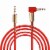 3.5mm Male to M Aux Cable Cord L-Shaped Right Angle Car Audio Headphone Jack (Red) Perspective: front