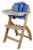 Abiie Beyond Wooden High Chair with Tray. (Natural Wood - Blue Cushion) Perspective: front