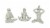 Set of 3 Zen Meditation Yoga Pose Mummy Figurines Perspective: front