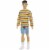 Barbie Ken Fashionistas Doll #175 with Sculpted Brunette Hair Wearing Colorful Striped Shirt Perspective: front