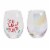 Holiday Home Oh What Fun and Clear Iridescent Stemless Wine Glass Perspective: front