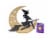 Holiday Home 10" Light Up Moon & Witch Halloween Table Decor Perspective: front