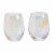 Holiday Home Clear Iridescent Stemless Wine Glass - Set of 2 Perspective: front