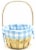 Holiday Home Easter Gingham Lined Softwood Basket - Blue Perspective: front