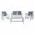 SAFAVIEH Outdoor Collection Fontana 4-Piece Patio Set Grey/Beige/Navy White Perspective: front