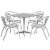 Flash Furniture 27.5 Square Aluminum Indoor/Outdoor Table w/4 Slat-Back Chairs Perspective: front